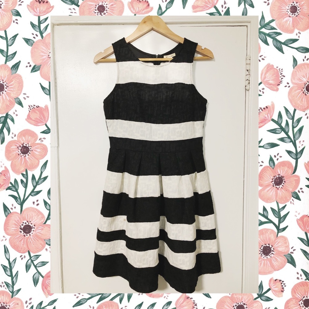 Black and white striped dress